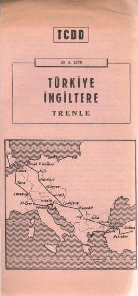 Türkiye Ingiltere Trenle. 30.5.1976. (Faltplatt)