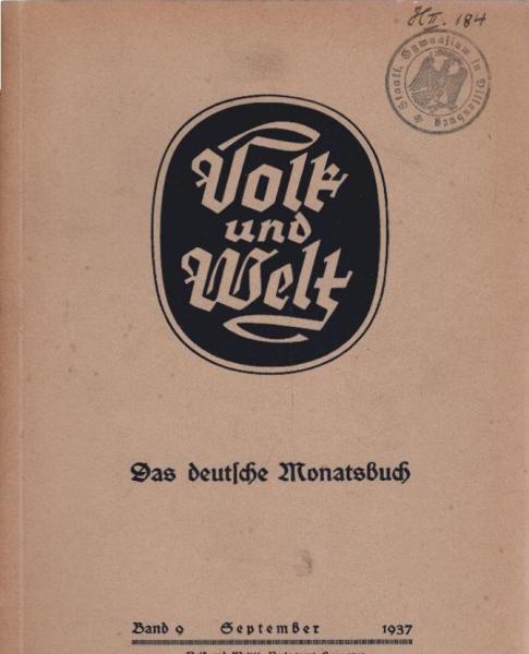Volk und Welt : Das deutsche Monatsbuch; Band 9, September 1937