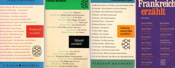 4 Anthologien. Fischer Bücherei: 1., England erzählt ; 2., Irland erzählt ; 3., Lateinamerika erzählt ; 4.,  Frankreich erzählt. Neue Folge.