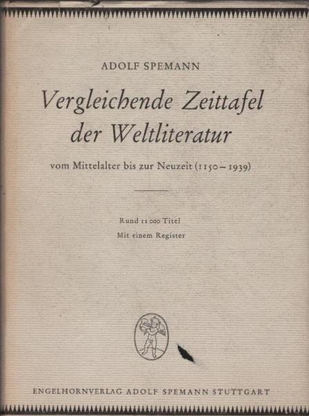 Vergleichende Zeittafel der Weltliteratur vom Mittelalter bis zur Neuzeit (1150 - 1939).