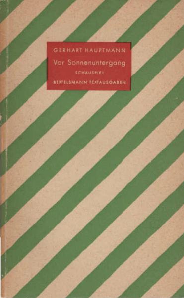 Vor Sonnenuntergang : Schauspiel.