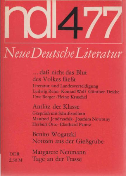 Neue Deutsche Literatur. Ndl 4 1977. 25. Jahrgang / Heft 4 / April 1977.