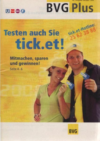 BVG Plus. 40. Ausgabe Oktober 1999.