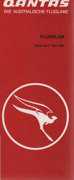 Qantas. Die australische Fluglinie. Flugplan Gültig ab Juli 17. Mai 1980