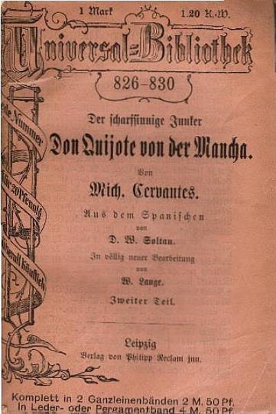 Der scharfsinnige Junker Don Quijote von der Mancha.  2. Teil