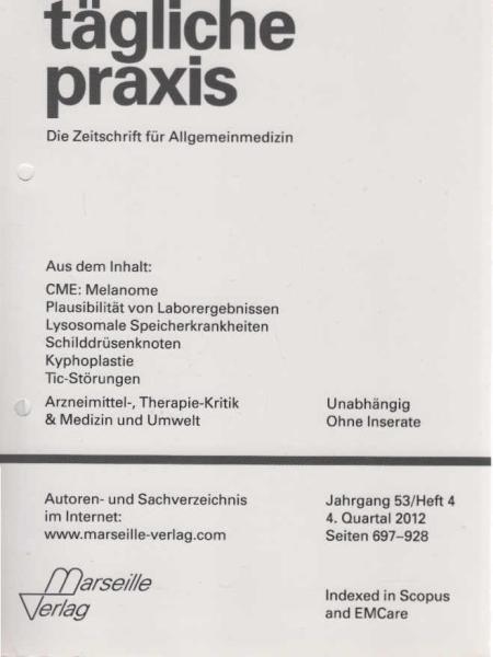 Tägliche Praxis. Die Zeitschrift für Allgemeinmedizin. Heft 4, Jahrgang 53.