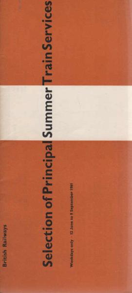 Selection of Principal Summer Train Services 12 June to 9 September 1961 (Weekdays only)