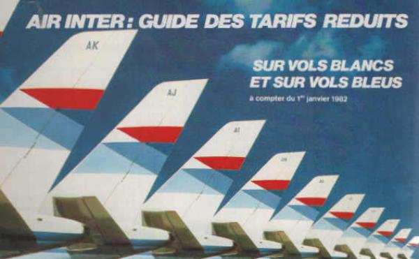Air Inter: Guide des tarifs reduits. Sur vols blancs et sur vols bleus a compter du 1er janvier 1982 (Faltblatt)