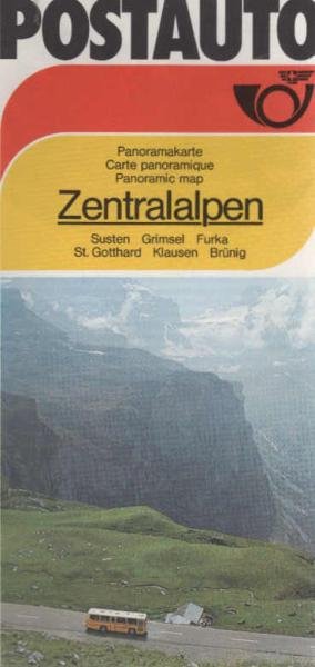 Postauto Panoramakarte Zentralalpen 1978