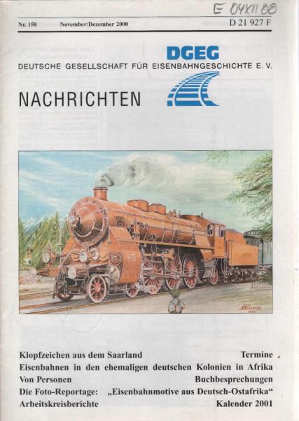 DGEG Nachrichten. Nr. 158, November/Dezember 2000.