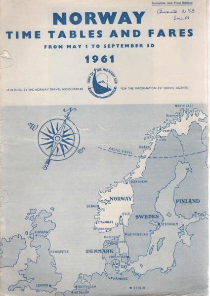 Norway Timetables and Fares From May 1 to September 30 1961