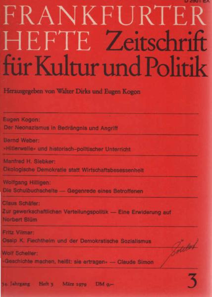 Frankfurter Hefte. Zeitschrift für Kultur und Politik. 34. Jahrgang, Heft 3 März 1979