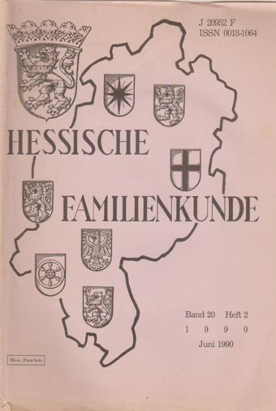 Hessische Familienkunde; Jun. 1990, Band 20/ Heft 2.