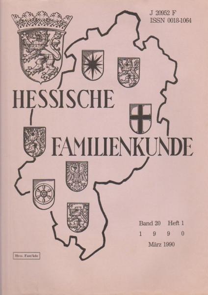 Hessische Familienkunde; März 1990, Band 20/ Heft 1.