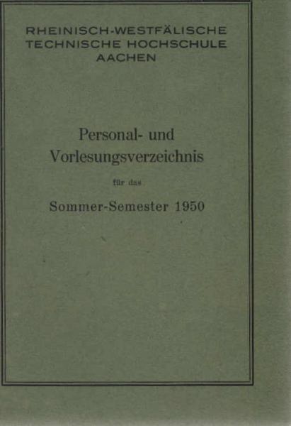Personal- und Vorlesungsverzeichnis für das Sommer-Semester 1950