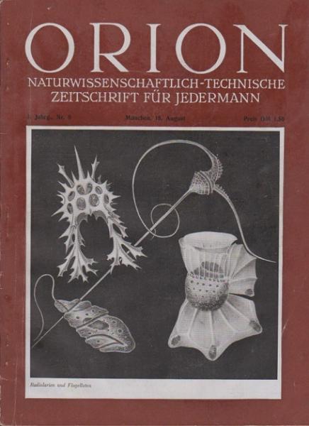 Orion. Illustrierte naturwissenschaftlich-technische Zeitschrift für Jedermann; 3. Jahrg., Heft 8/ August 1948.