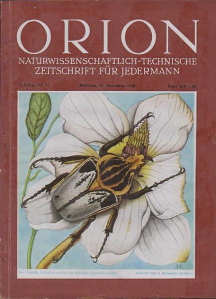 Orion. Illustrierte naturwissenschaftlich-technische Zeitschrift für Jedermann; 3. Jahrg., Heft 11/ November 1948.