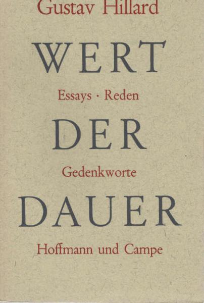 Wert der Dauer : Essays, Reden, Gedenkworte.