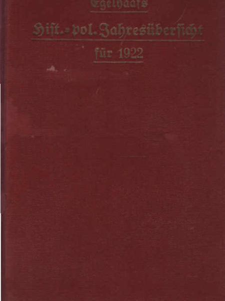 Egelhaafs historisch-politische Jahresübersicht Teil: 14.1922.