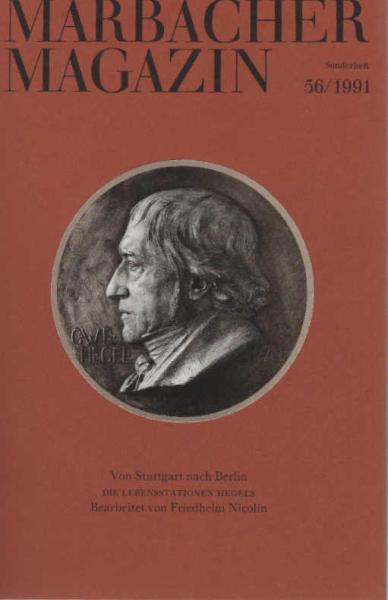Von Stuttgart nach Berlin : die Lebensstationen Hegels ; [für die Ausstellung der Stadt Stuttgart im Hegel-Haus].