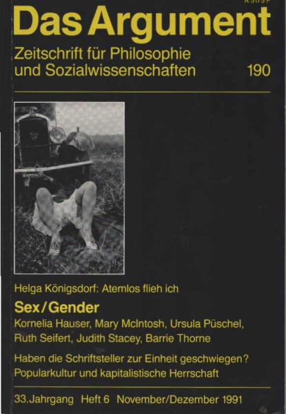 Das Argument. Zeitschrift für Philosophie und Sozialwissenschaften. Nr. 190., Sex / Gender.