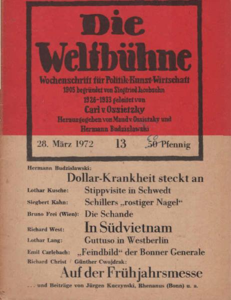 Die Weltbühne. Wochenschrift für Politik / Kunst / Wirtschaft. Heft 13.