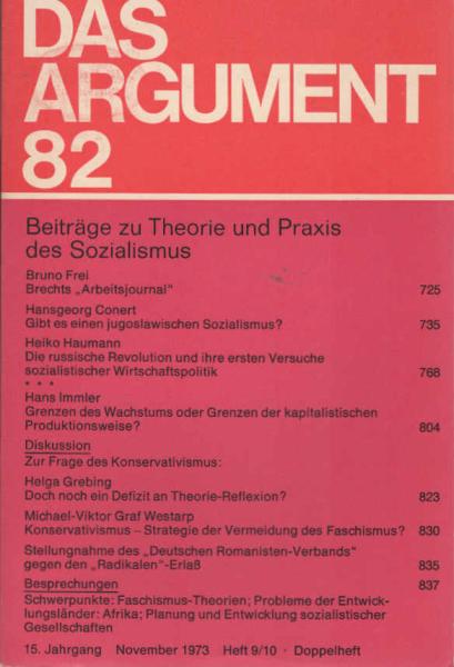Das Argument. Zeitschrift für Philosophie und Sozialwissenschaften. Nr. 82 - Beträge zu Theorie und Praxis des Sozialismus