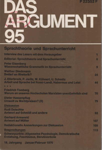 Das Argument. Zeitschrift für Philosophie und Sozialwissenschaften. Nr. 95 : Sprachtheorie und Sprachunterricht