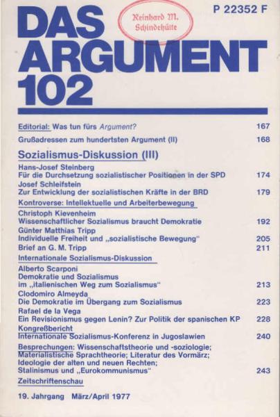 Das Argument. Zeitschrift für Philosophie und Sozialwissenschaften. Nr. 102 : Sozialismus-Diskussion (3)