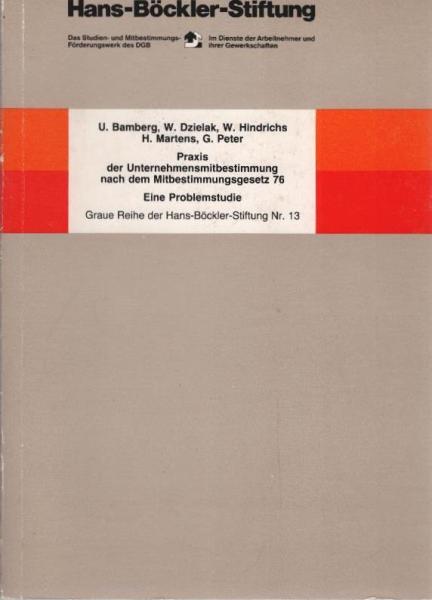 Praxis der Unternehmensbestimmung nach dem Mitbestimmungsgesetz 76. Eine Problemstudie. Graue Reihe der Hans-Böckler Stiftung Nr. 13