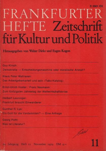 Frankfurter Hefte. Zeitschrift für Kultur und Politik. 34. Jahrgang, Heft 11, November 1979