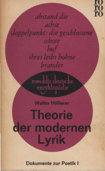 Theorie der modernen Lyrik; Teil: 1.