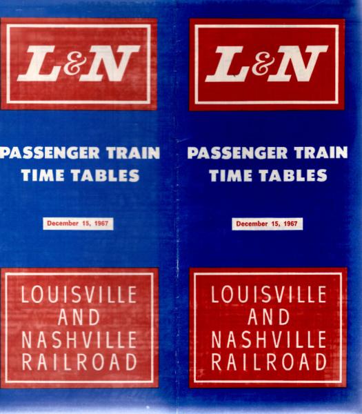 L&N Passenger Train Time Tables. December 15, 1967.
