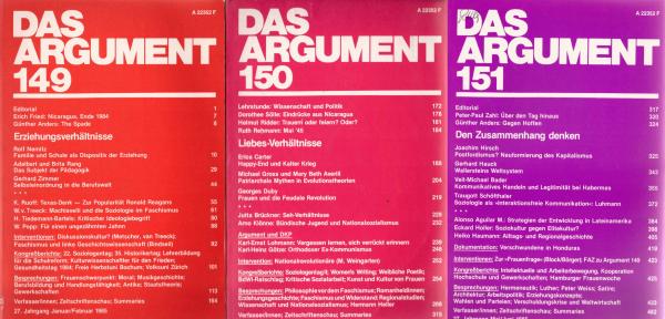 Das Argument. Zeitschrift für Philosophie und Sozialwissenschaften. 27. Jahrgang. Heft 149 - 151.