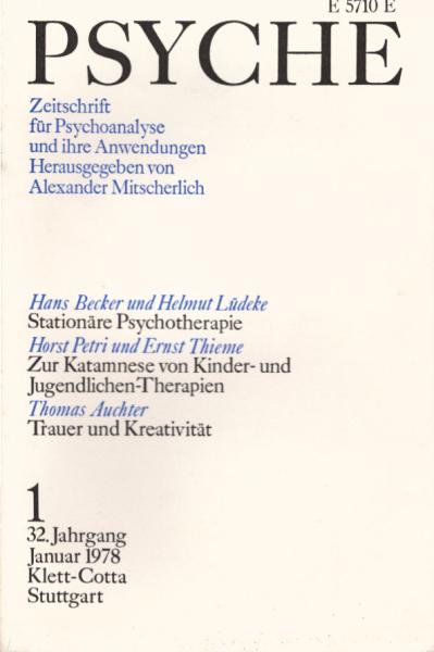 Psyche. Zeitschrift für Psychoanalyse und Ihre Anwendungen. 1. Heft, Januar 1978.