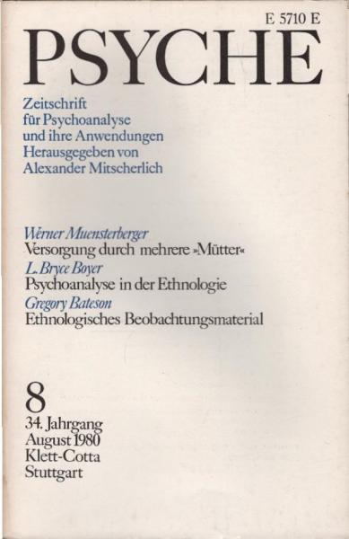 Psyche. Zeitschrift für Psychoanalyse und ihre Anwendungen. 34. Jahrgang, 8. Heft, August 1980