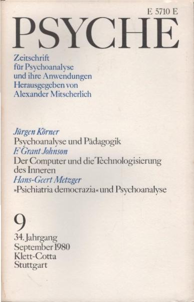 Psyche. Zeitschrift für Psychoanalyse und ihre Anwendungen. 34. Jahrgang, 9. Heft, September 1980