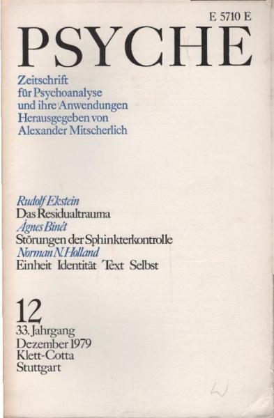 Psyche. Zeitschrift für Psychoanalyse und ihre Anwendungen. 33. Jahrgang, 12. Heft, Dezember 1979
