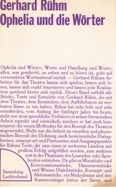 Ophelia und die Wörter : gesammelte Theaterstücke; 1954 - 1971.