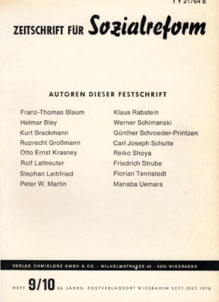 Zeitschrift für Sozialreform ; Jg. 24, H.9/10