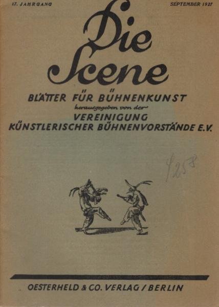 Die Scene : Blätter für Bühnenkunst. 17. Jahrgang. September 1927.