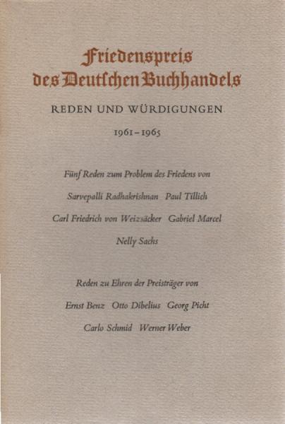 Friedenspreis des deutschen Buchhandels : Reden u. Würdiggn 1961-1965