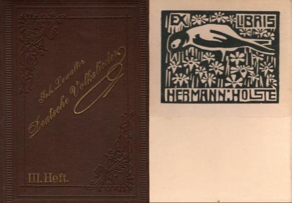 Exlibris Hermann Holste ; In: Deutsche Volkslieder : In Niederhessen aus dem Munde des Volkes gesammelt, mit einfacher Klavierbegleitung, geschichtlichen und vergleichenden Anmerkungen 3