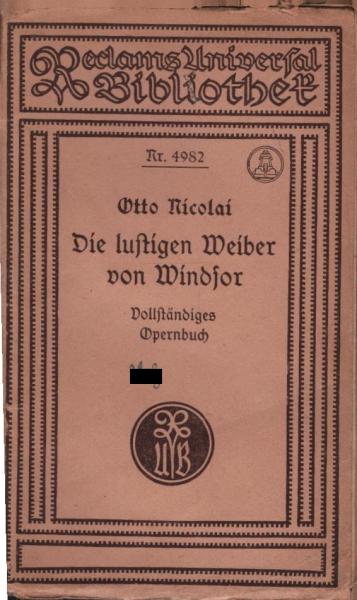 Die lustigen Weiber von Windsor. Vollständiges Opernbuch