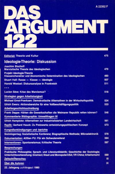 Das Argument. Zeitschrift für Philosophie und Sozialwissenschaften. Nr. 122., Ideologie-Theorie: Diskussion.