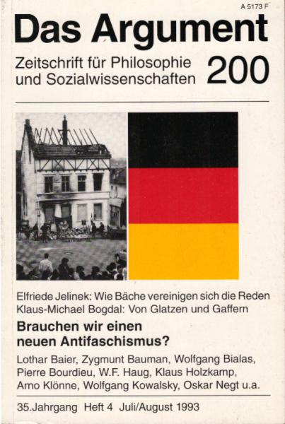 Das Argument. Zeitschrift für Philosophie und Sozialwissenschaften. Nr. 200. Brauchen wr einen neuen Antifaschismus.