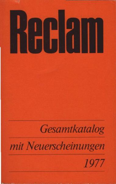 Reclam Gesamtkatalog mit Neuerscheinungen 1977