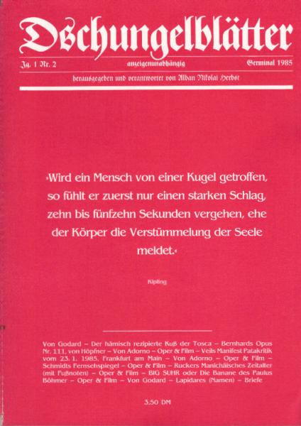 Dschungelblätter. Germinal 1985. Jg. 1, Nr. 2.