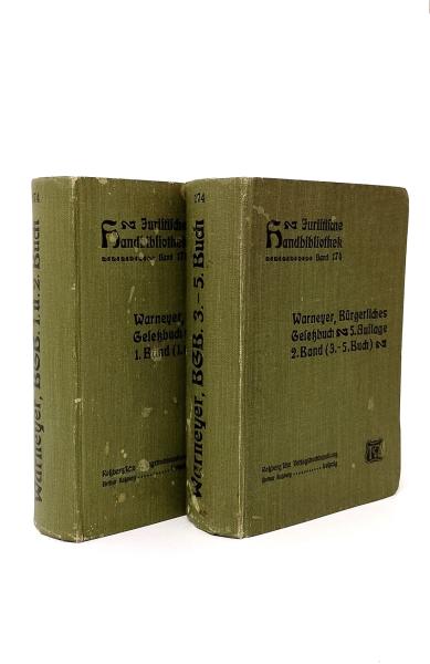 Das Bürgerliches Gesetzbuch für das Deutsche Reich nebst dem Einführungsgesetz erläutert durch die Rechtsprechung. 1. Band (1. u. 2. Buch) + 2. Band (3.-5. Buch) (2Bücher)