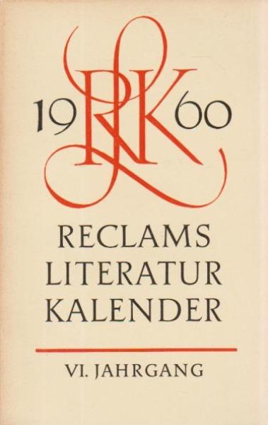 Reclams Literatur-Kalender 1960, 6. Jahrgang.